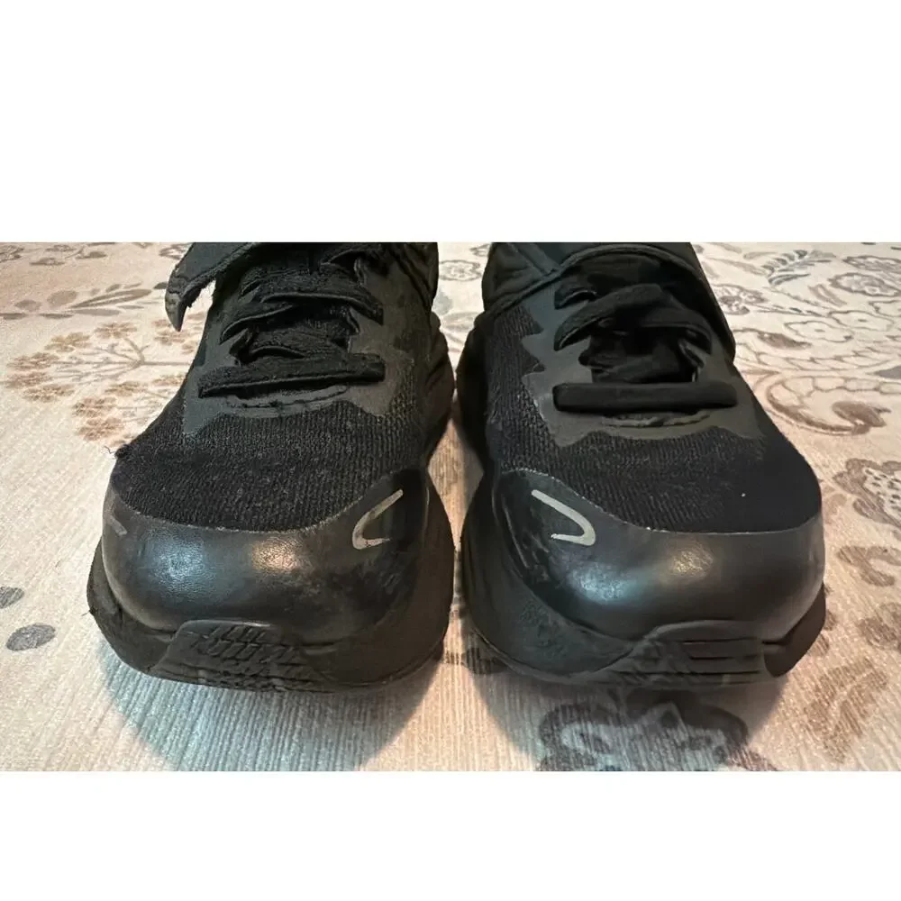 HOKA Kids Clifton 10 Black Stretch Lace Running Shoes Size 12 Little Kid